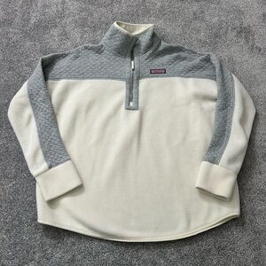 Vineyard Vines Gray and Cream Zip-Up Sweater